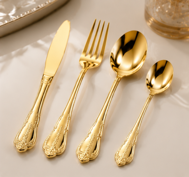 Luxury 24K Gold Plated Flatware Set - Image 2