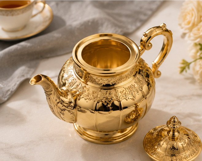 Luxury 24K Gold Plated Tea Pot - Image 3